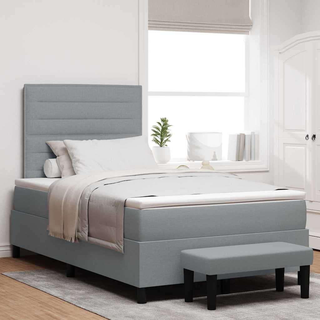 vidaXL Κρεβάτι με ελατήρια Ανοιχτό γκρι 120 x 190 cm ύφασμα