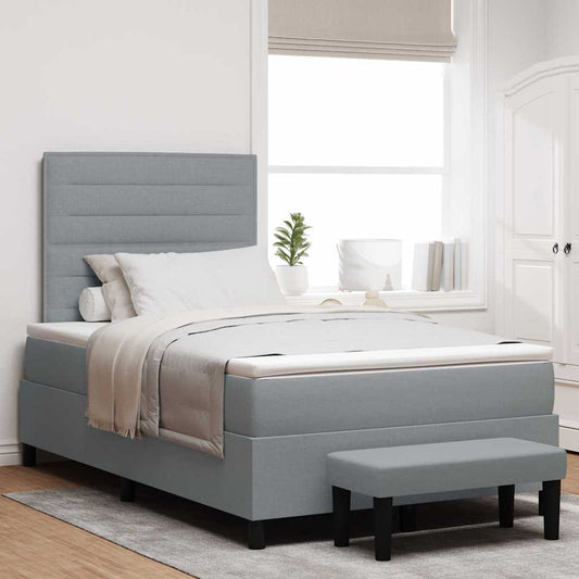vidaXL Κρεβάτι με ελατήρια Ανοιχτό γκρι 120 x 190 cm ύφασμα