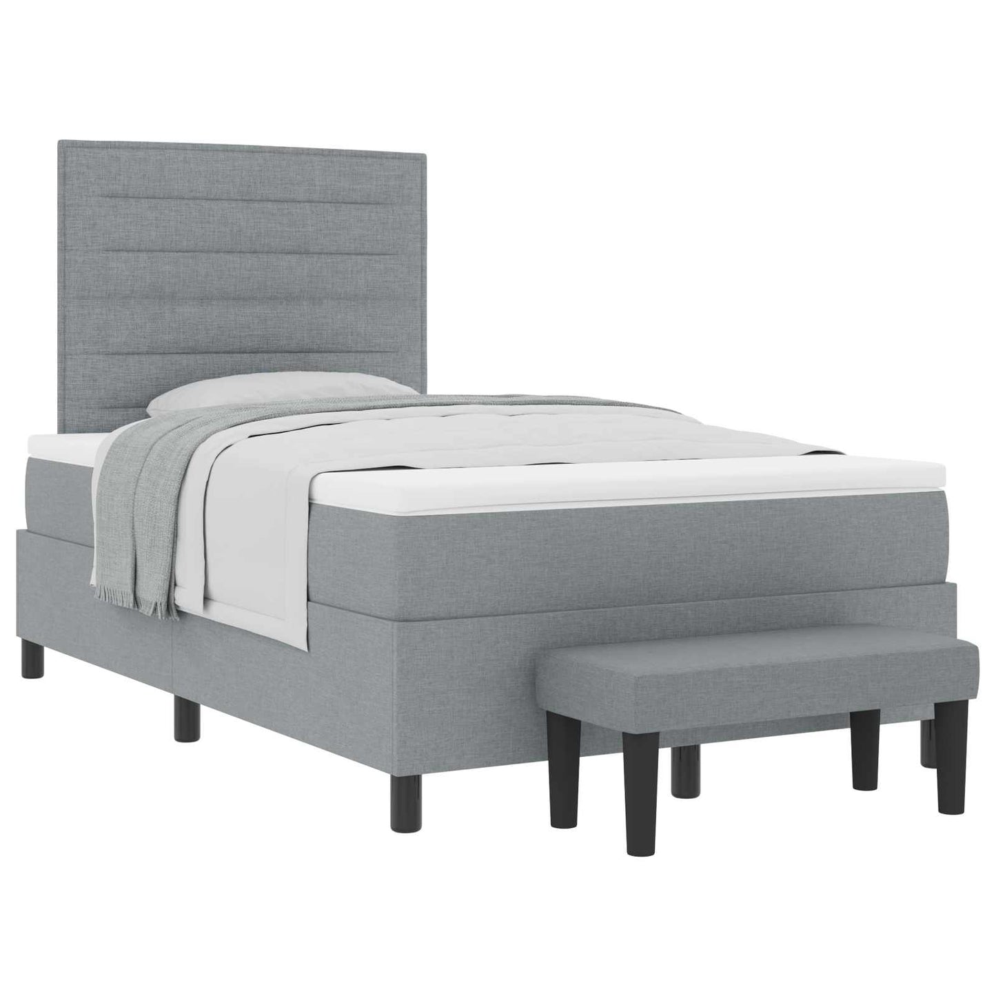 vidaXL Κρεβάτι με ελατήρια Ανοιχτό γκρι 120 x 190 cm ύφασμα