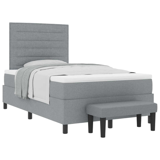 vidaXL Κρεβάτι με ελατήρια Ανοιχτό γκρι 120 x 190 cm ύφασμα