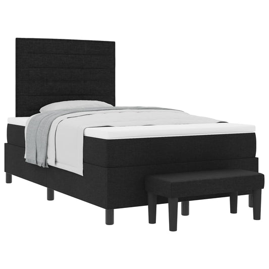 vidaXL Κρεβάτι με ελατήρια με κεφαλάρι Μαύρο 120 x 190 cm ύφασμα
