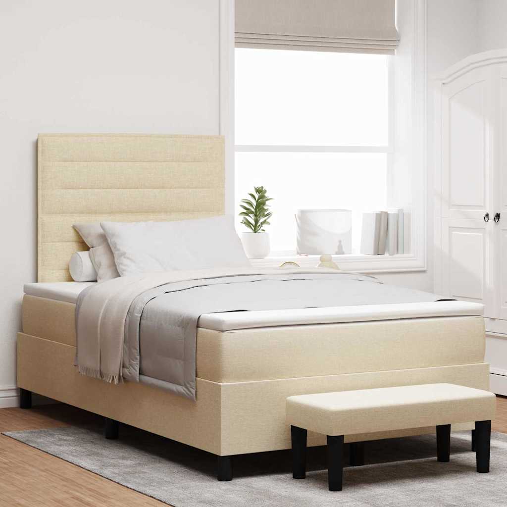 vidaXL Κρεβάτι με ελατήρια με κεφαλάρι Κρεμ 120 x 190 cm ύφασμα
