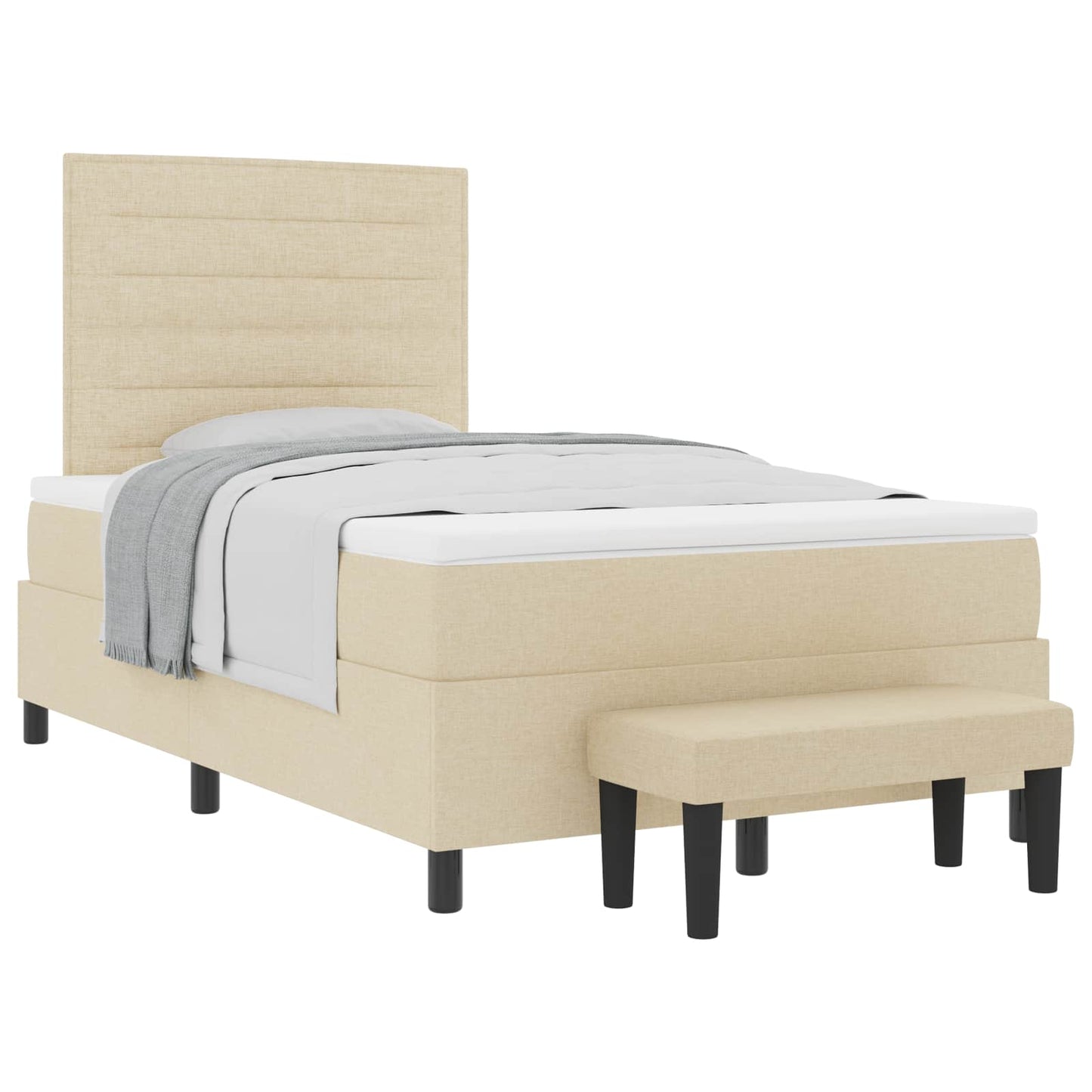 vidaXL Κρεβάτι με ελατήρια με κεφαλάρι Κρεμ 120 x 190 cm ύφασμα