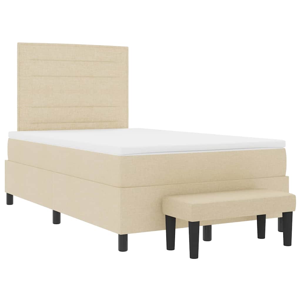 vidaXL Κρεβάτι με ελατήρια με κεφαλάρι Κρεμ 120 x 190 cm ύφασμα