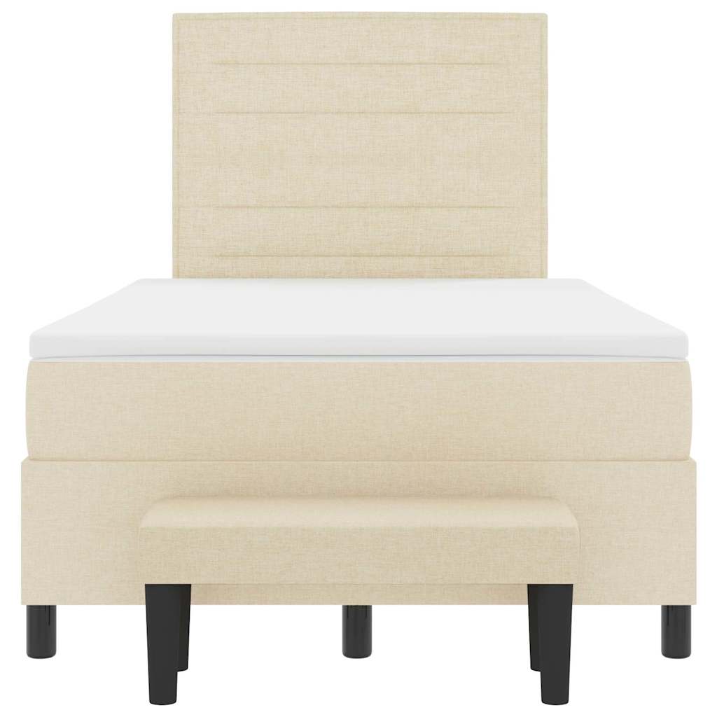 vidaXL Κρεβάτι με ελατήρια με κεφαλάρι Κρεμ 120 x 190 cm ύφασμα