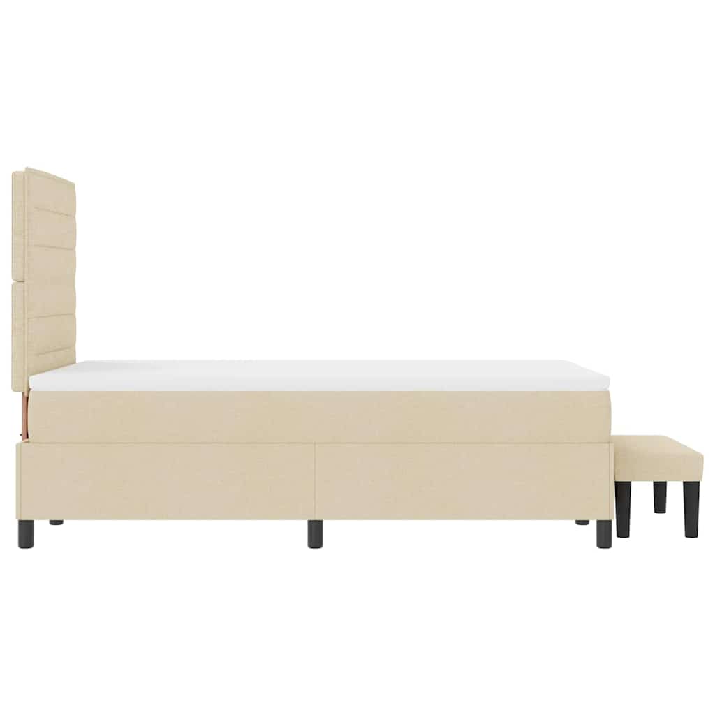 vidaXL Κρεβάτι με ελατήρια με κεφαλάρι Κρεμ 120 x 190 cm ύφασμα
