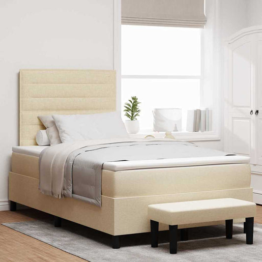 vidaXL Κρεβάτι με ελατήρια με κεφαλάρι Κρεμ 120 x 200 cm ύφασμα