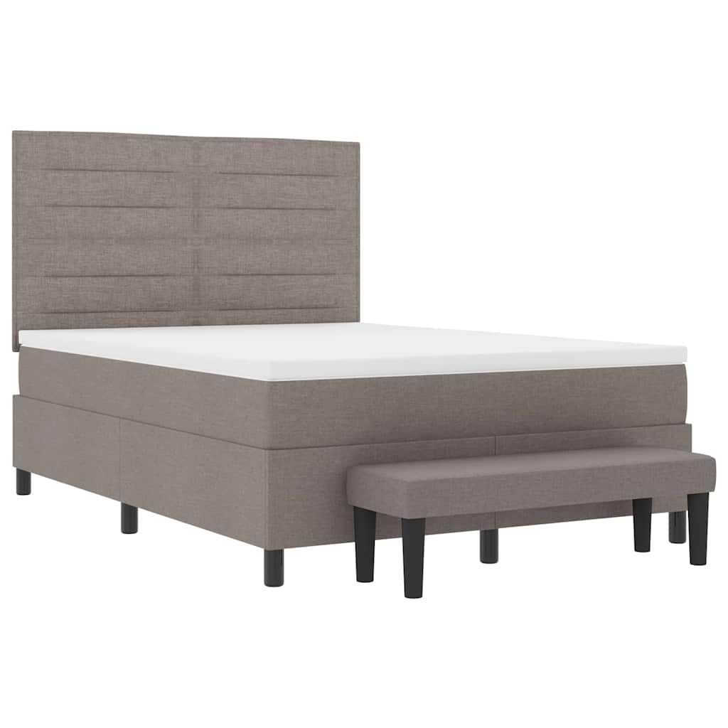 vidaXL Κρεβάτι με ελατήρια με στρώμα Taupe 140 x 190 cm ύφασμα