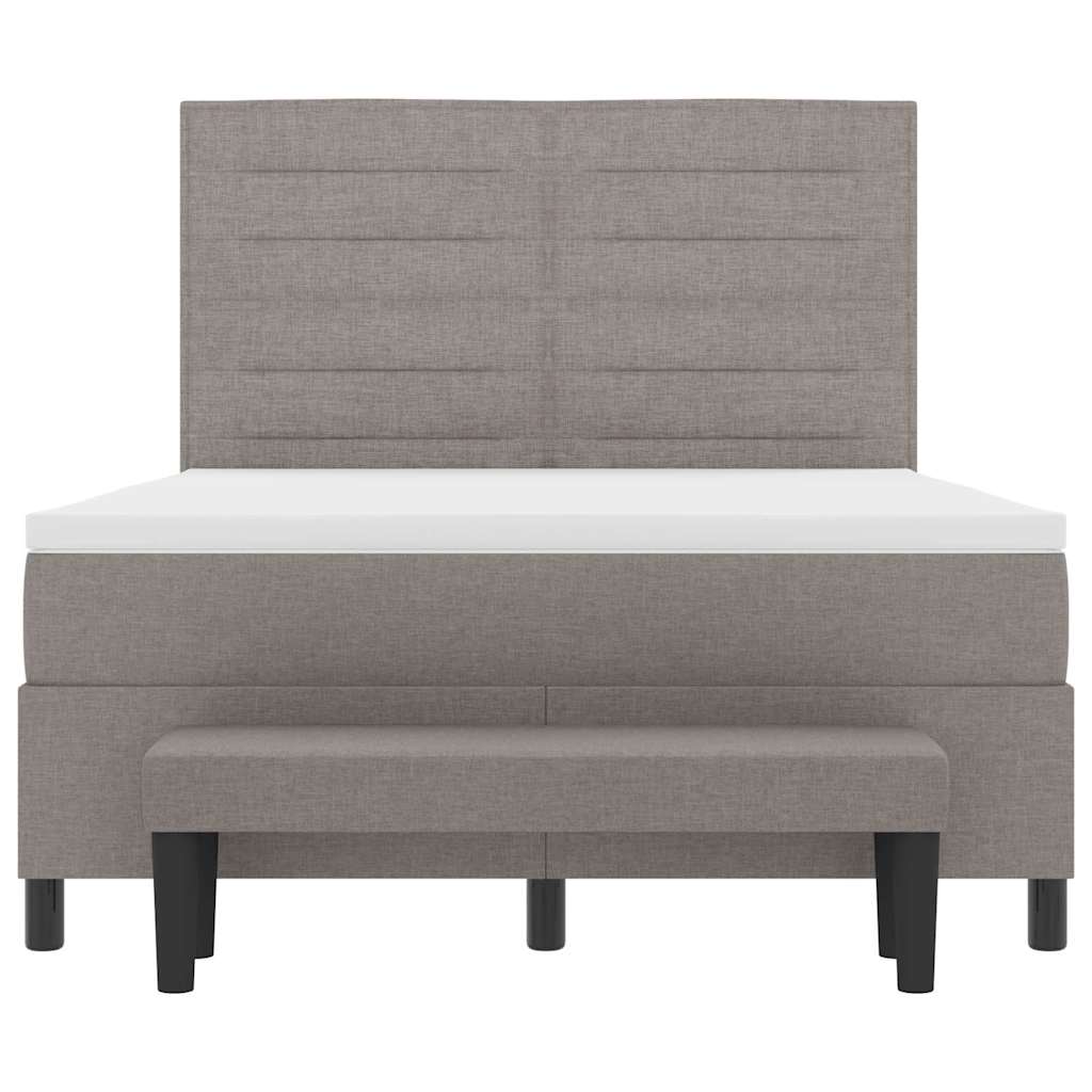 vidaXL Κρεβάτι με ελατήρια με στρώμα Taupe 140 x 190 cm ύφασμα