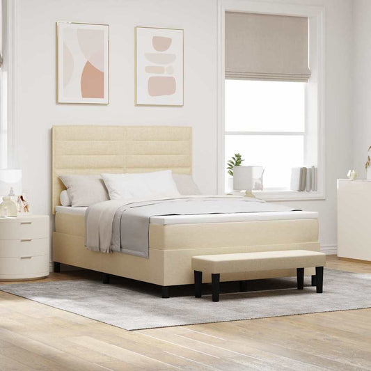 vidaXL Κρεβάτι με ελατήρια με κεφαλάρι Κρεμ 140 x 200 cm ύφασμα