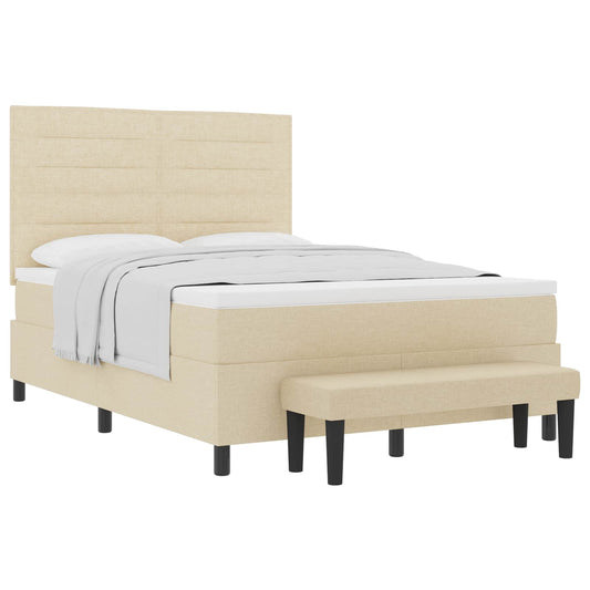 vidaXL Κρεβάτι με ελατήρια με κεφαλάρι Κρεμ 140 x 200 cm ύφασμα