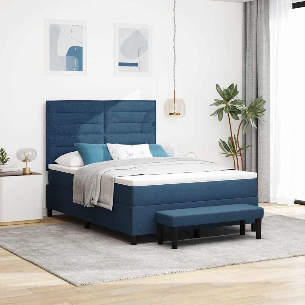 vidaXL Κρεβάτι με ελατήρια με κεφαλάρι Μπλε 140 x 200 cm ύφασμα