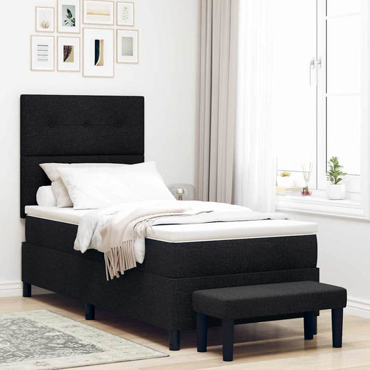 vidaXL Κρεβάτι με ελατήρια με κεφαλάρι Μαύρο 80 x 200 cm ύφασμα