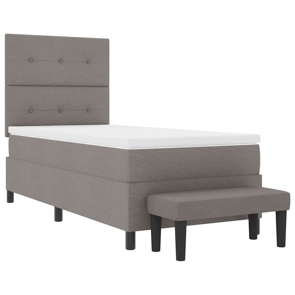vidaXL Κρεβάτι με ελατήρια με στρώμα Taupe 90 x 200 cm ύφασμα