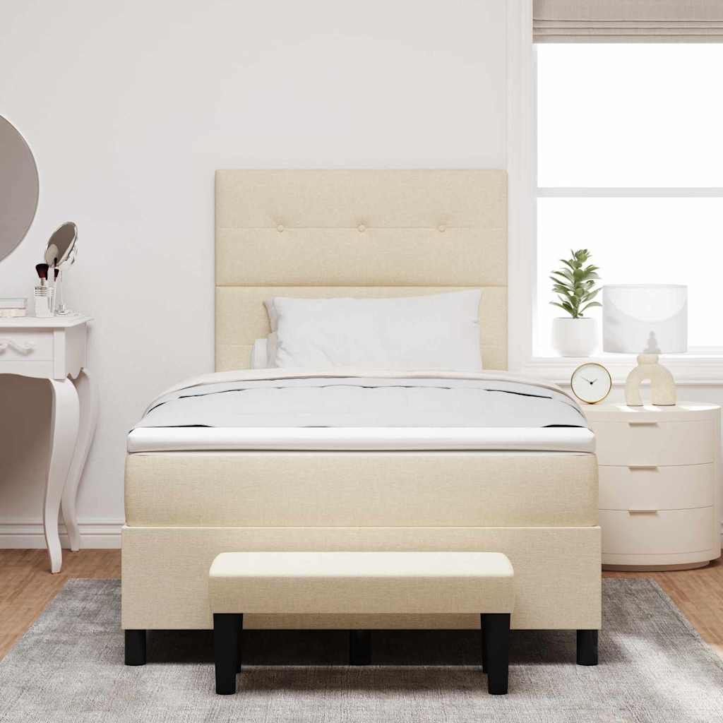 vidaXL Κρεβάτι με ελατήρια με κεφαλάρι Κρεμ 120 x 190 cm ύφασμα