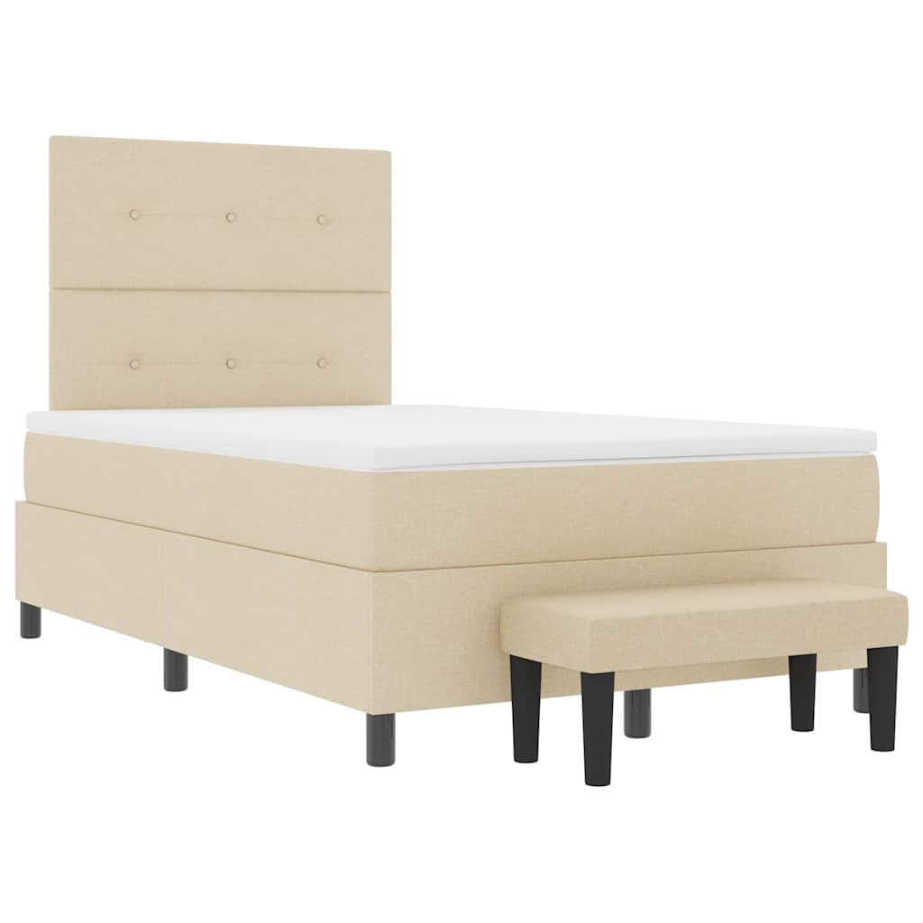 vidaXL Κρεβάτι με ελατήρια με κεφαλάρι Κρεμ 120 x 190 cm ύφασμα