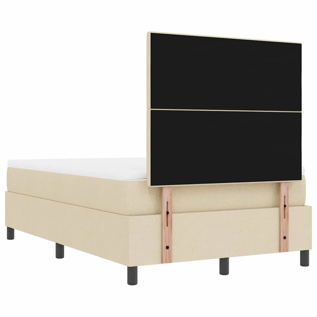 vidaXL Κρεβάτι με ελατήρια με κεφαλάρι Κρεμ 120 x 190 cm ύφασμα