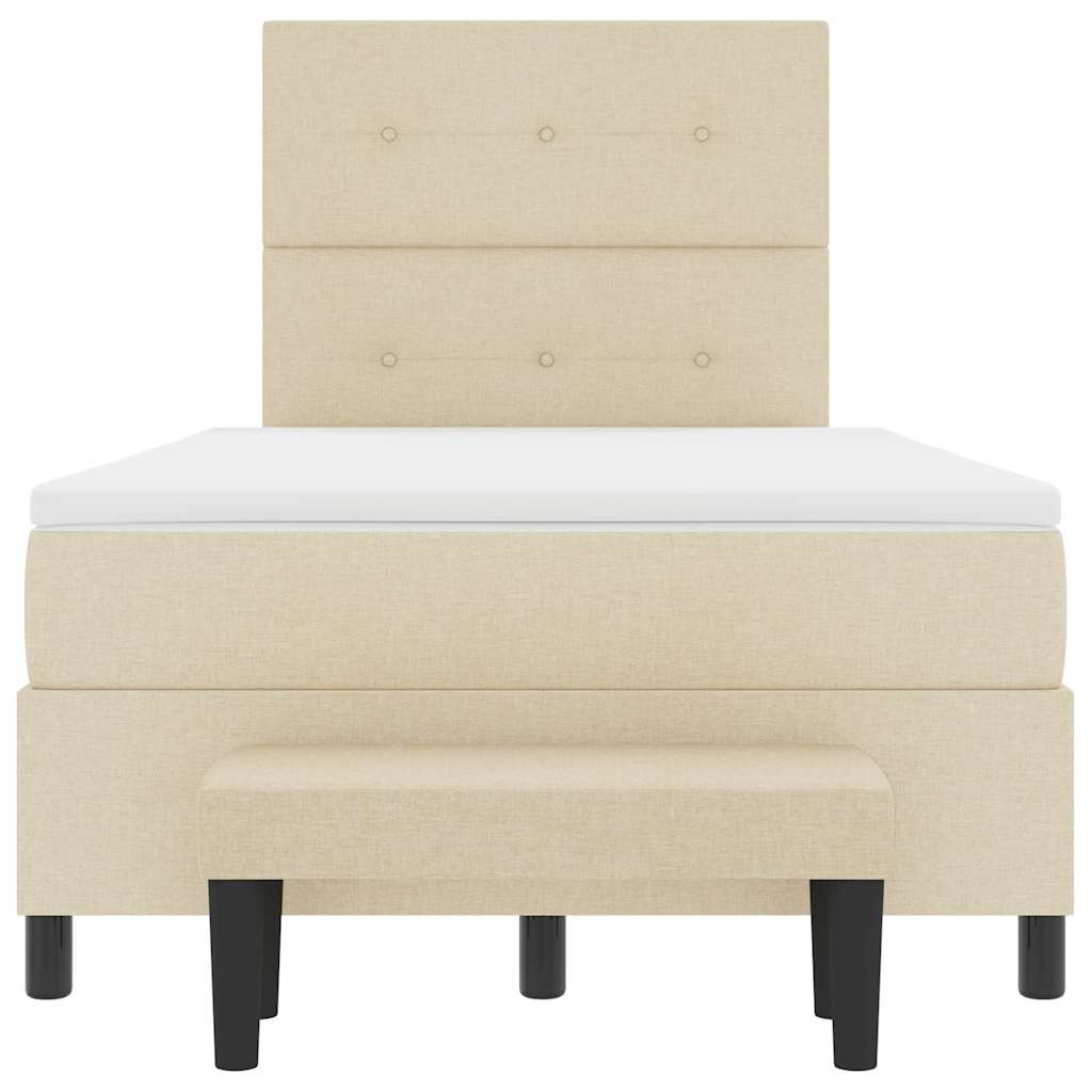 vidaXL Κρεβάτι με ελατήρια με κεφαλάρι Κρεμ 120 x 190 cm ύφασμα