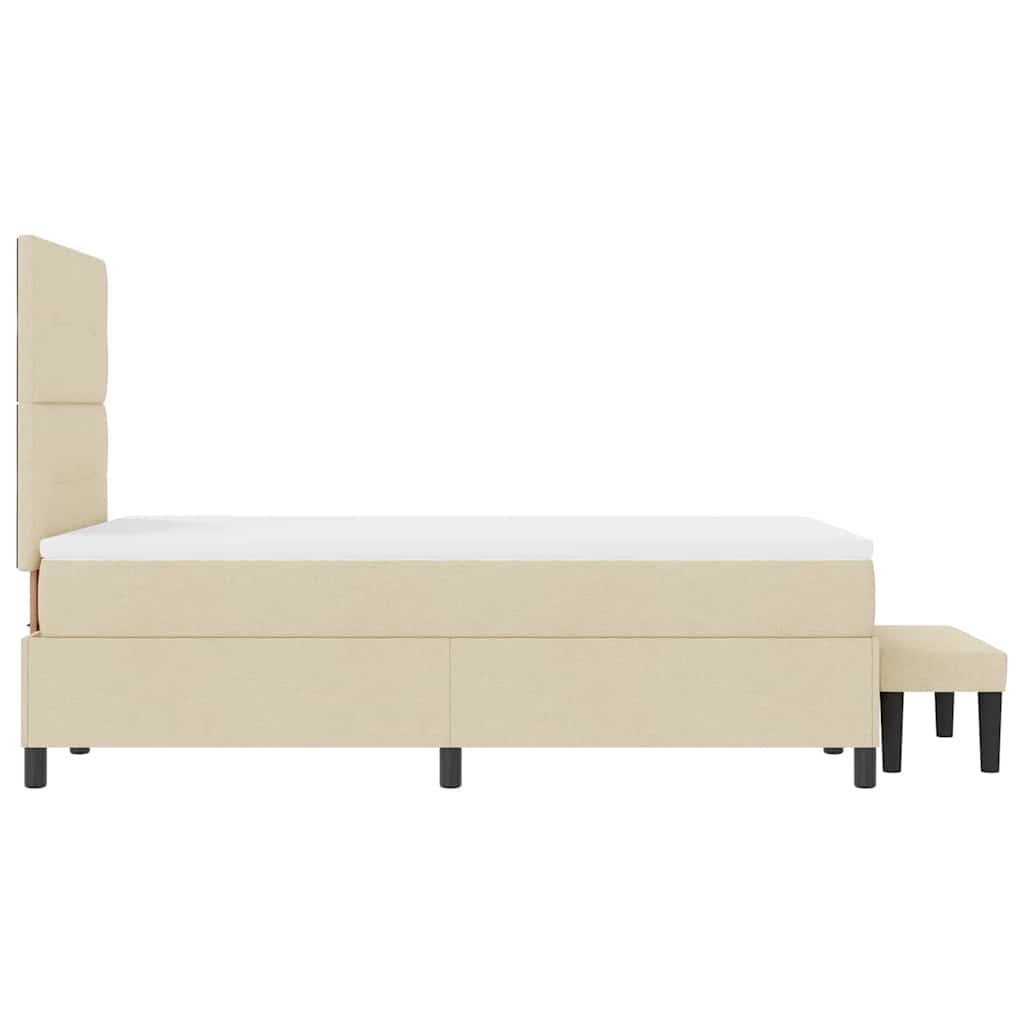 vidaXL Κρεβάτι με ελατήρια με κεφαλάρι Κρεμ 120 x 190 cm ύφασμα