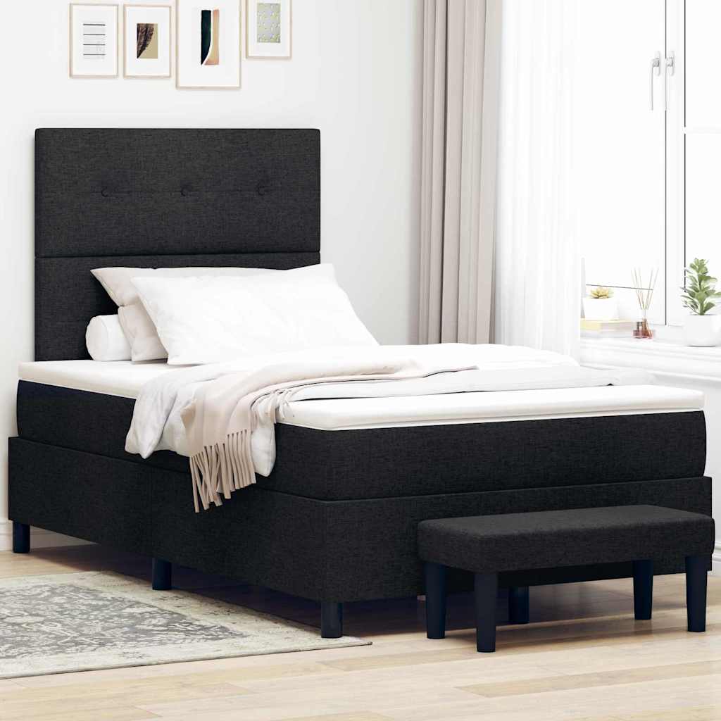 vidaXL Κρεβάτι με ελατήρια με μαξιλάρι Μαύρο 120 x 200 cm ύφασμα