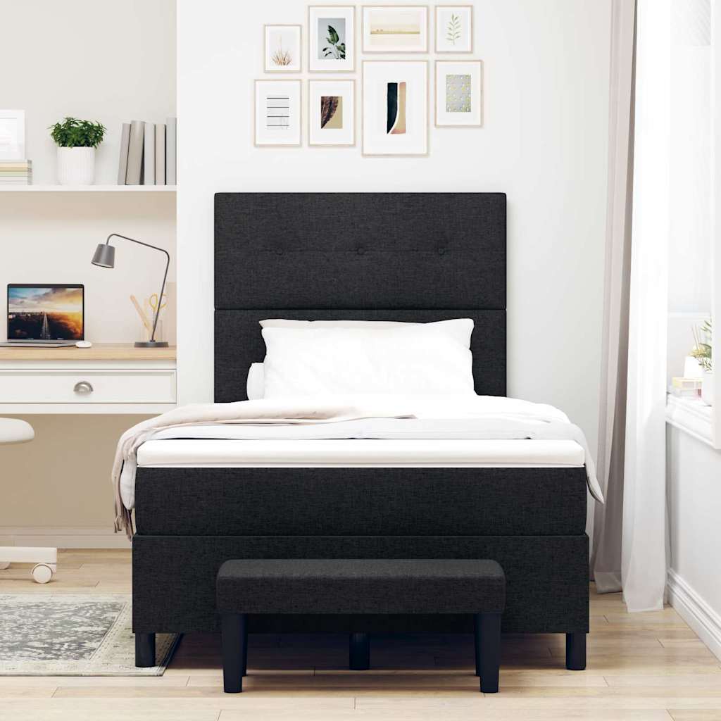 vidaXL Κρεβάτι με ελατήρια με μαξιλάρι Μαύρο 120 x 200 cm ύφασμα