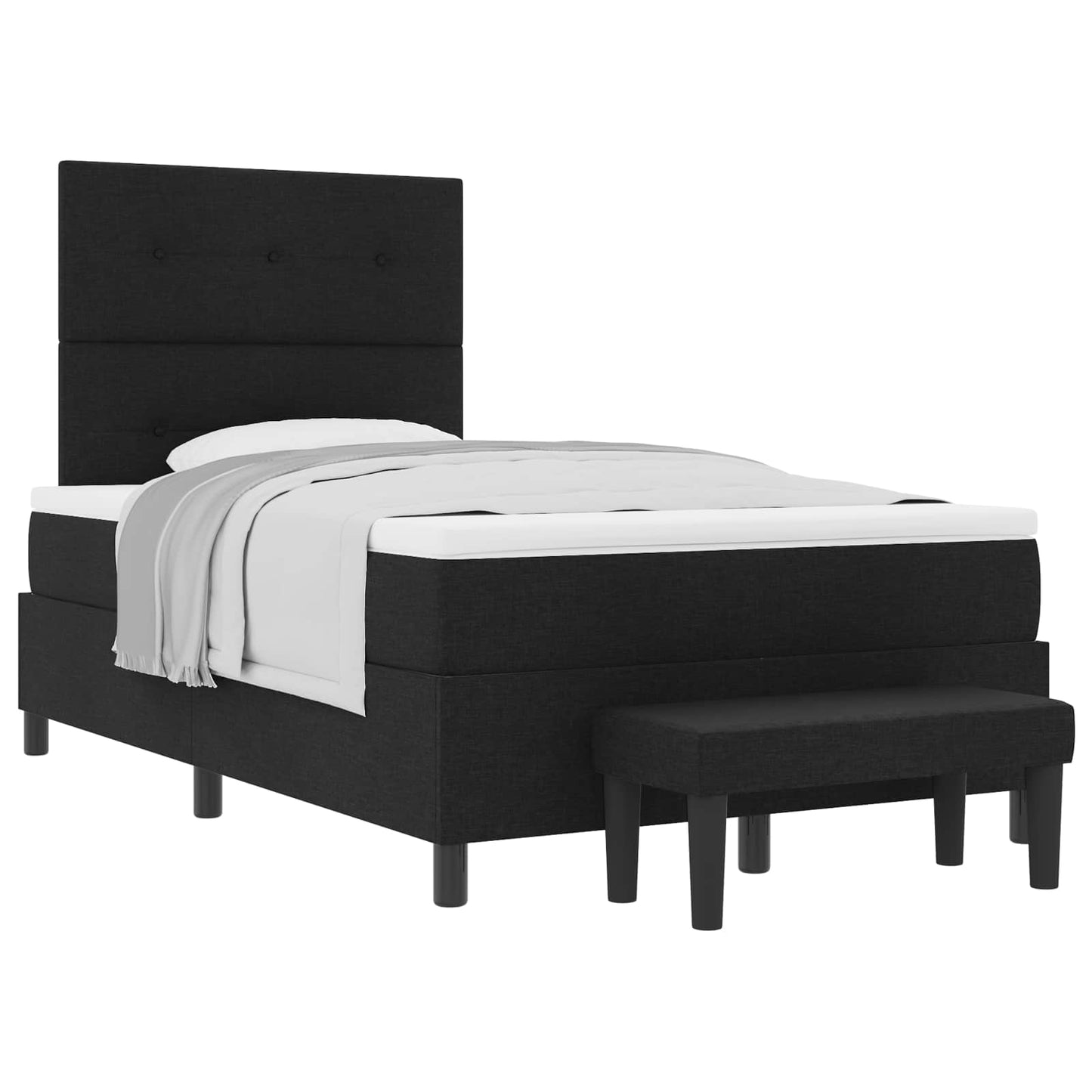 vidaXL Κρεβάτι με ελατήρια με μαξιλάρι Μαύρο 120 x 200 cm ύφασμα