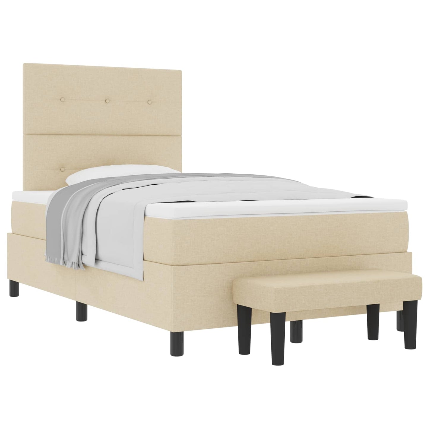 vidaXL Κρεβάτι με ελατήρια με κεφαλάρι Κρεμ 120 x 200 cm ύφασμα