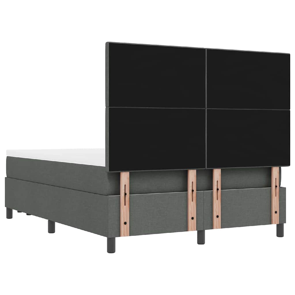 vidaXL Κρεβάτι με ελατήρια με στρώμα Σκούρο Γκρι 140 x 190 cm ύφασμα