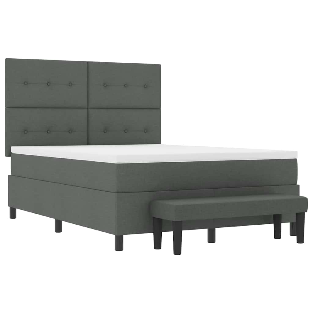 vidaXL Κρεβάτι με ελατήρια με στρώμα Σκούρο Γκρι 140 x 200 cm ύφασμα