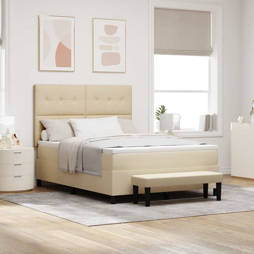 vidaXL Κρεβάτι με ελατήρια με κεφαλάρι Κρεμ 140 x 200 cm ύφασμα