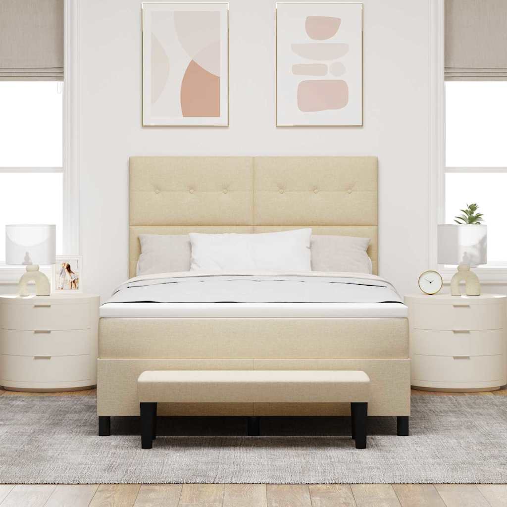 vidaXL Κρεβάτι με ελατήρια με κεφαλάρι Κρεμ 140 x 200 cm ύφασμα