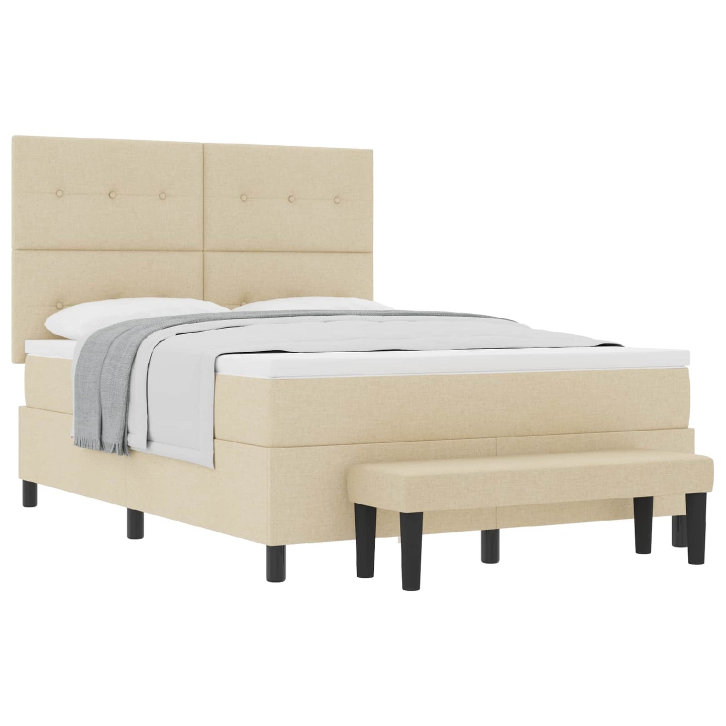 vidaXL Κρεβάτι με ελατήρια με κεφαλάρι Κρεμ 140 x 200 cm ύφασμα