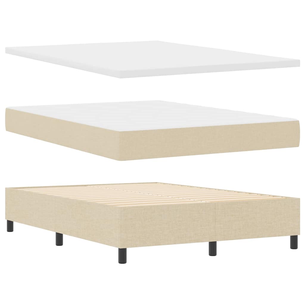 vidaXL Κρεβάτι με ελατήρια με κεφαλάρι Κρεμ 140 x 200 cm ύφασμα