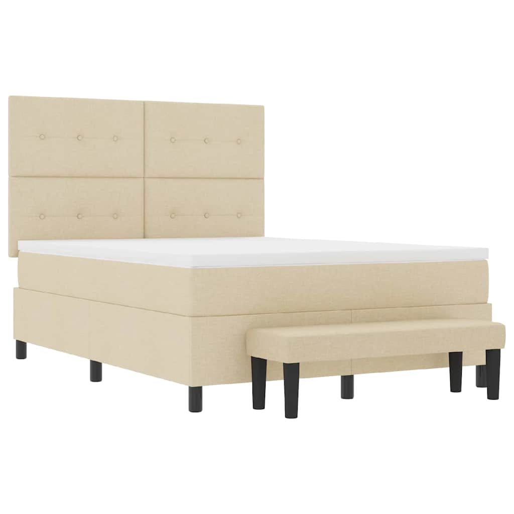 vidaXL Κρεβάτι με ελατήρια με κεφαλάρι Κρεμ 140 x 200 cm ύφασμα