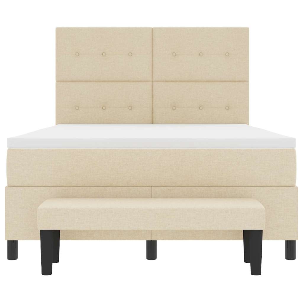vidaXL Κρεβάτι με ελατήρια με κεφαλάρι Κρεμ 140 x 200 cm ύφασμα