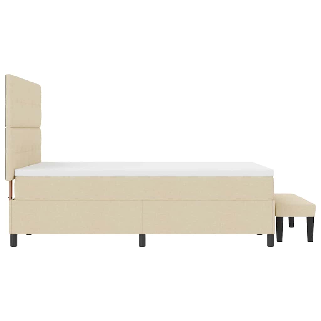 vidaXL Κρεβάτι με ελατήρια με κεφαλάρι Κρεμ 140 x 200 cm ύφασμα