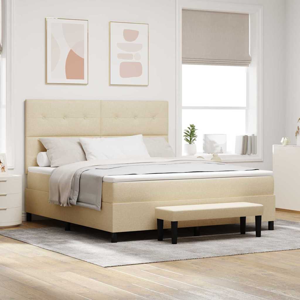 vidaXL Κρεβάτι με ελατήρια με κεφαλάρι Κρεμ 180 x 200 cm ύφασμα