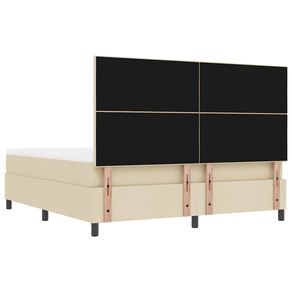 vidaXL Κρεβάτι με ελατήρια με κεφαλάρι Κρεμ 180 x 200 cm ύφασμα