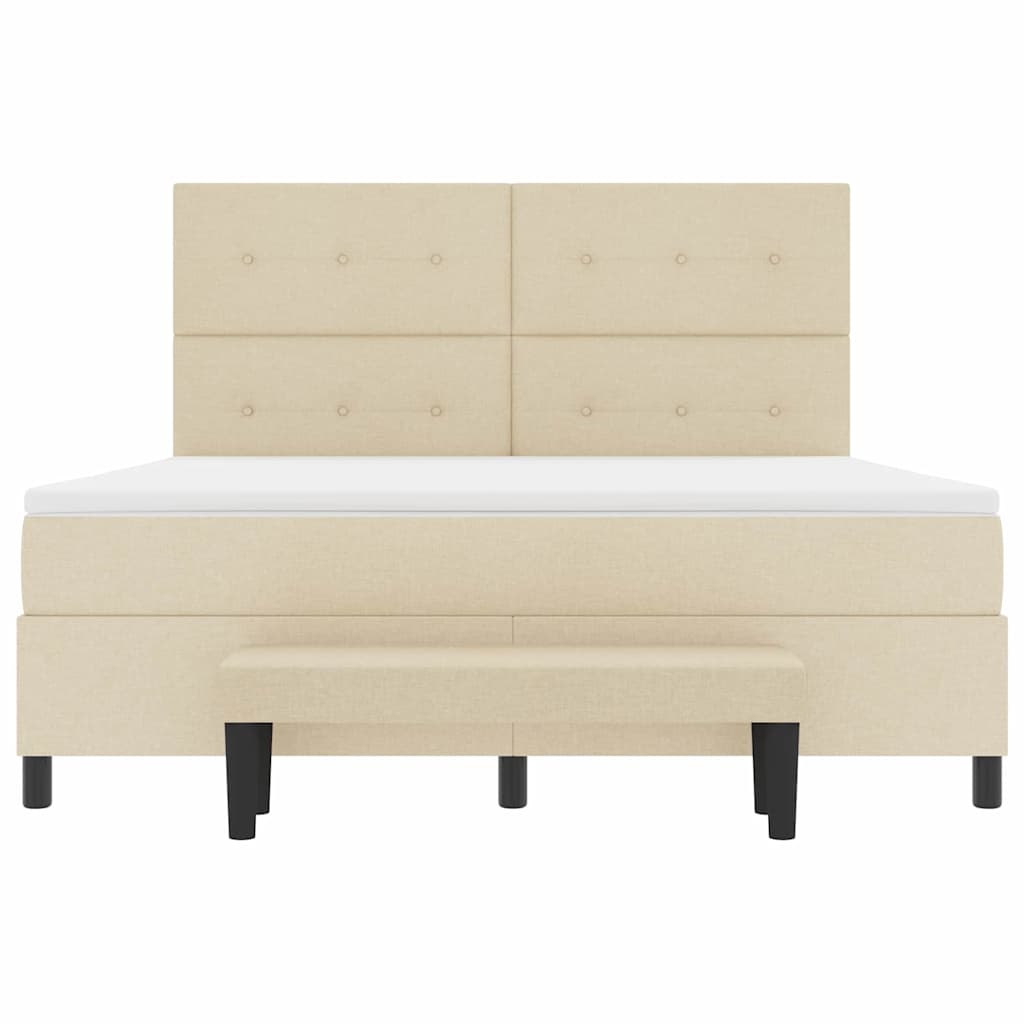 vidaXL Κρεβάτι με ελατήρια με κεφαλάρι Κρεμ 180 x 200 cm ύφασμα
