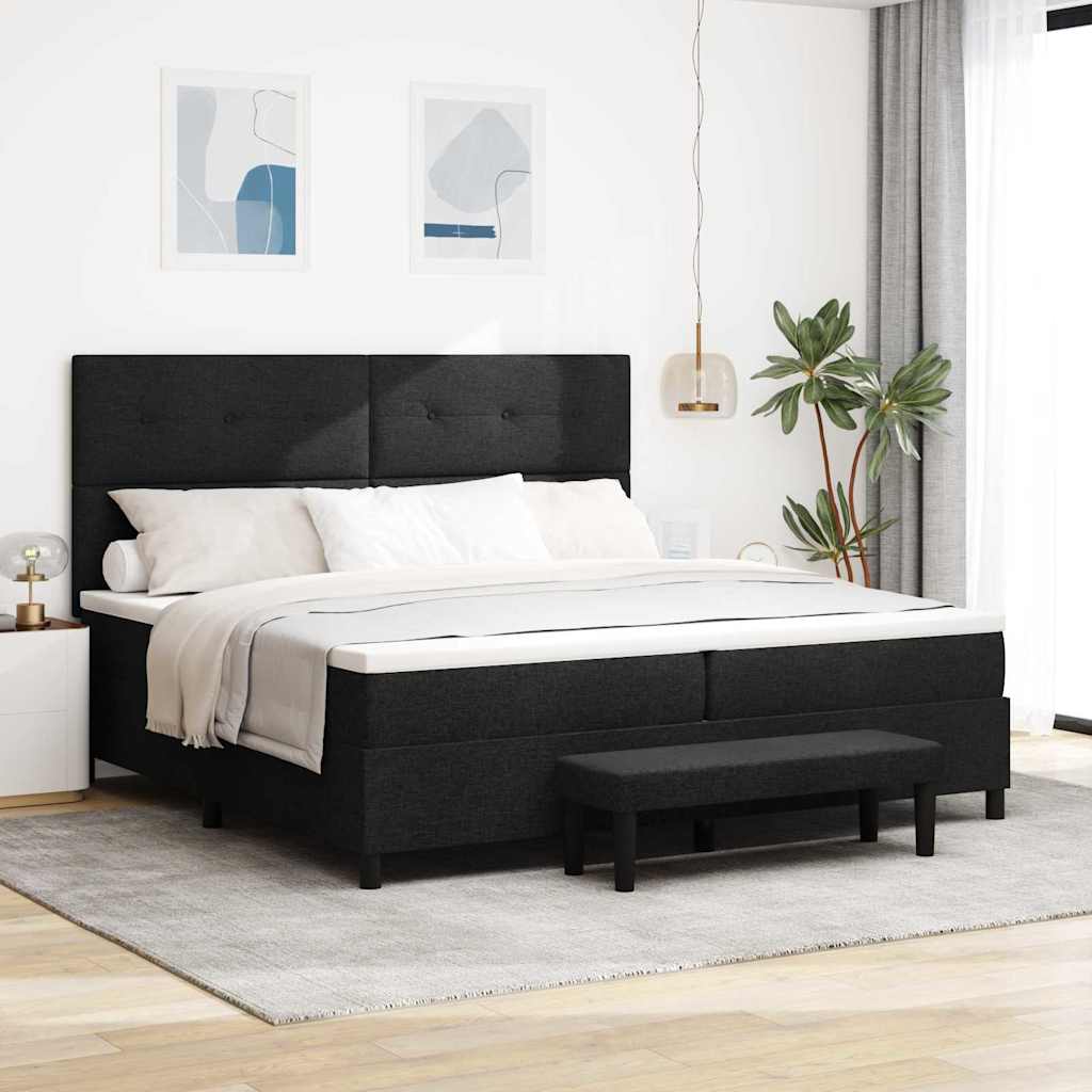 vidaXL Κρεβάτι με ελατήρια με κεφαλάρι Μαύρο 200 x 200 cm ύφασμα