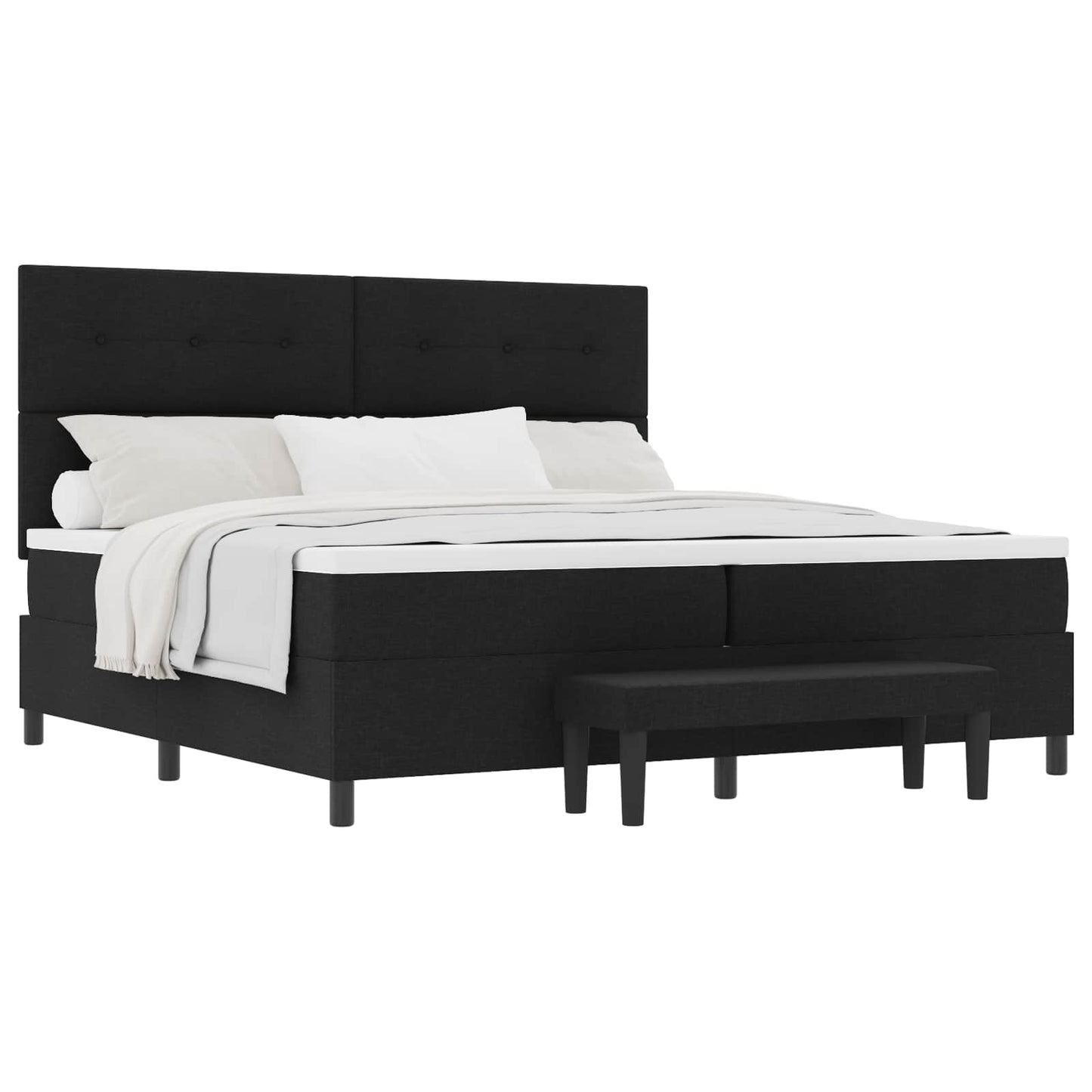 vidaXL Κρεβάτι με ελατήρια με κεφαλάρι Μαύρο 200 x 200 cm ύφασμα