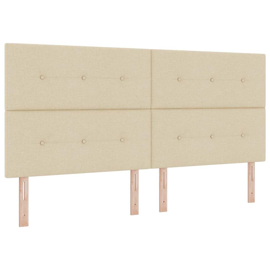 vidaXL Κρεβάτι με ελατήρια με κεφαλάρι Κρεμ 200 x 200 cm ύφασμα