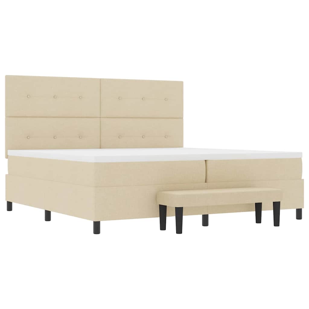 vidaXL Κρεβάτι με ελατήρια με κεφαλάρι Κρεμ 200 x 200 cm ύφασμα