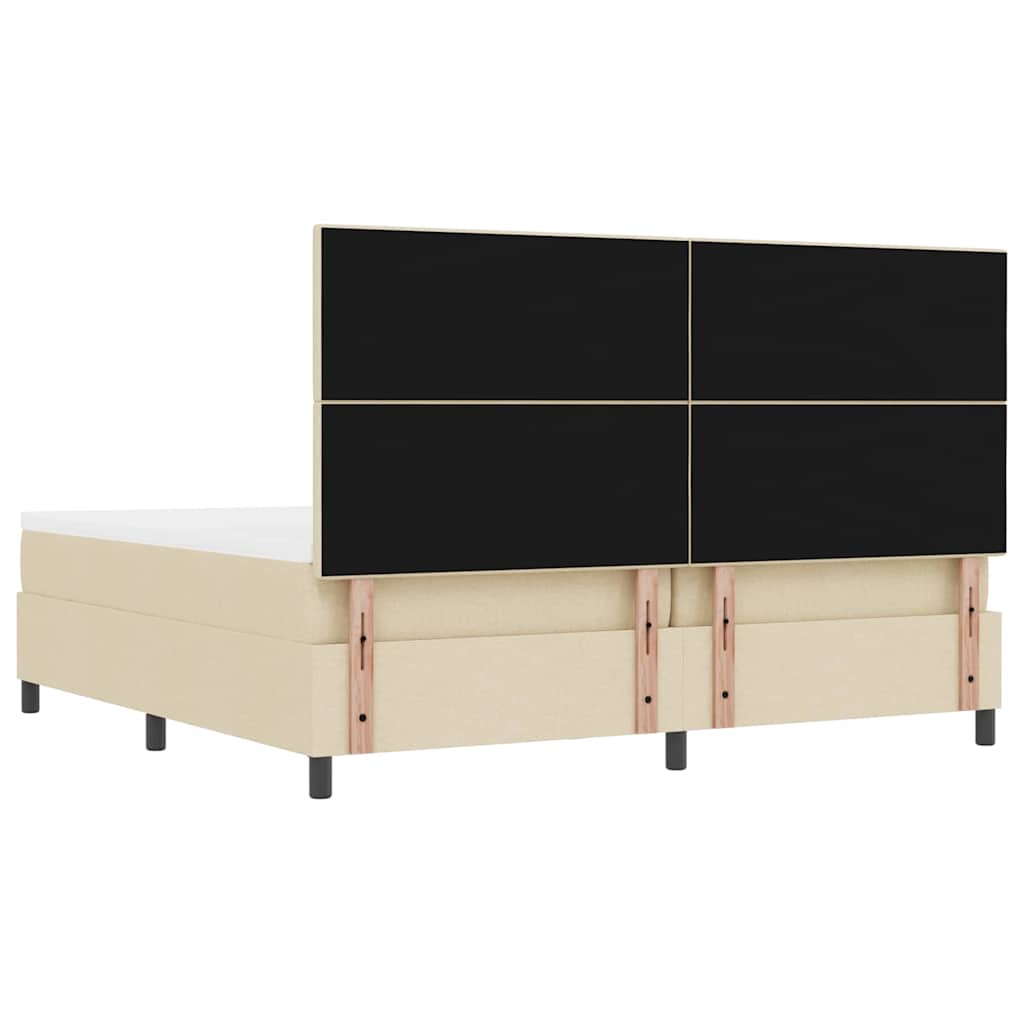 vidaXL Κρεβάτι με ελατήρια με κεφαλάρι Κρεμ 200 x 200 cm ύφασμα