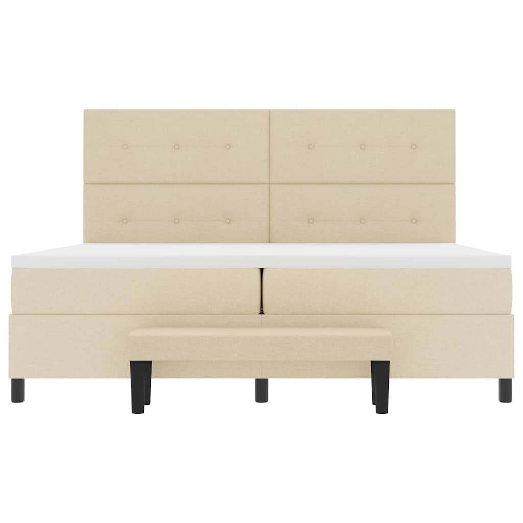 vidaXL Κρεβάτι με ελατήρια με κεφαλάρι Κρεμ 200 x 200 cm ύφασμα