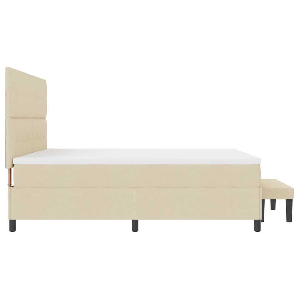 vidaXL Κρεβάτι με ελατήρια με κεφαλάρι Κρεμ 200 x 200 cm ύφασμα