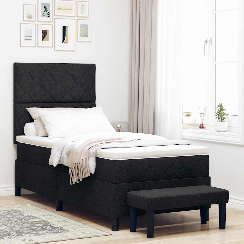 vidaXL Κρεβάτι με ελατήρια με κεφαλάρι Μαύρο 90 x 190 cm ύφασμα