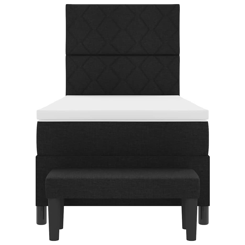 vidaXL Κρεβάτι με ελατήρια με κεφαλάρι Μαύρο 90 x 190 cm ύφασμα