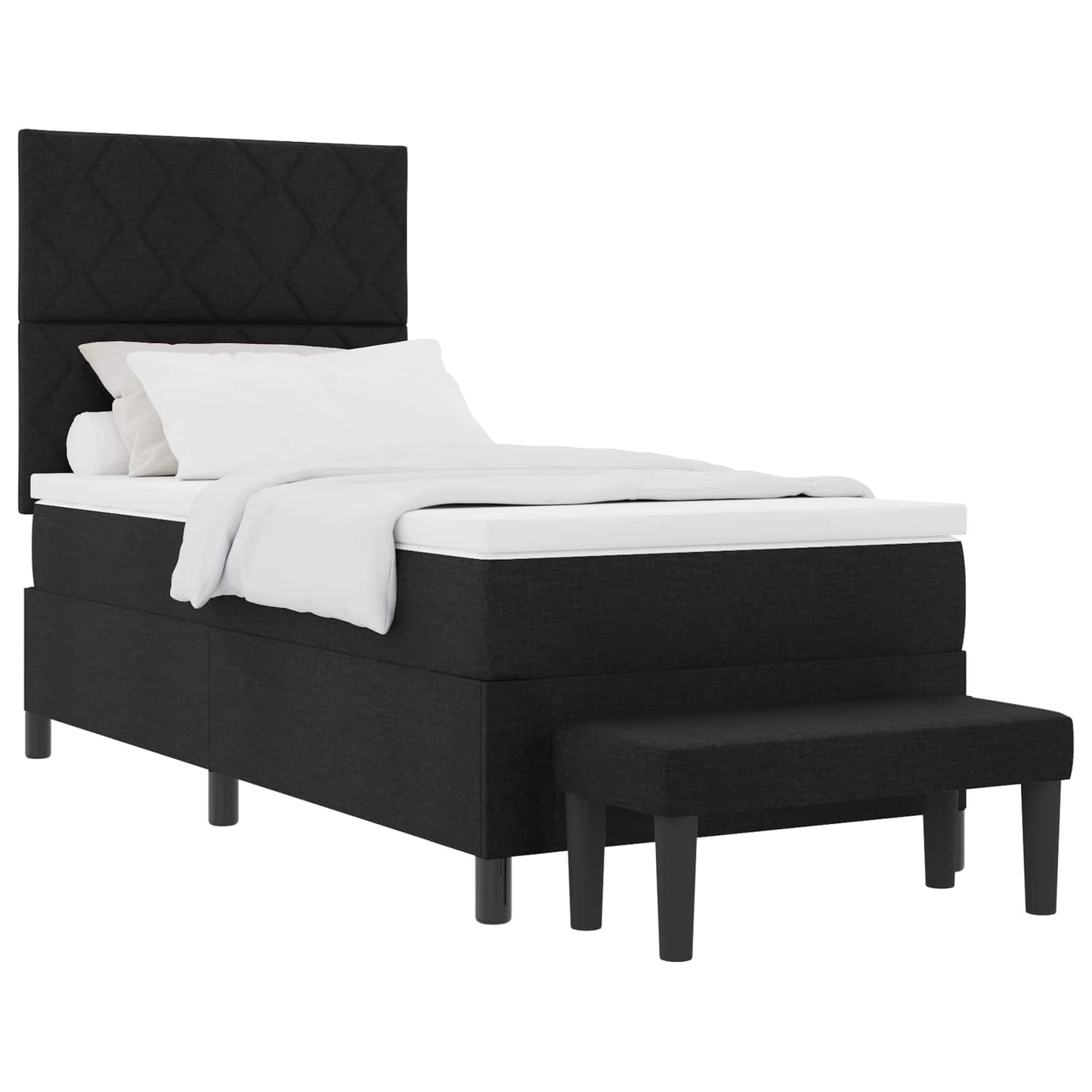 vidaXL Κρεβάτι με ελατήρια με κεφαλάρι Μαύρο 90 x 200 cm ύφασμα