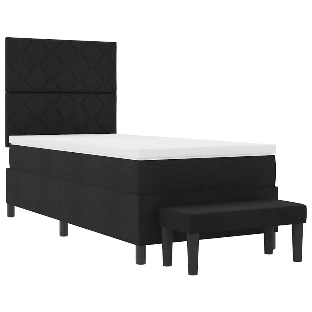 vidaXL Κρεβάτι με ελατήρια με κεφαλάρι Μαύρο 90 x 200 cm ύφασμα